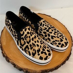 KEDS for Kate Spade NY Double Decker Leopard Print Calf Hair Slip On Women’s 9